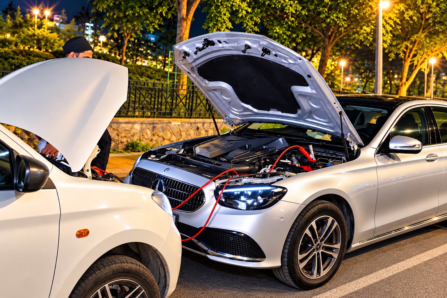 Car jump start with cables